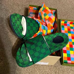 Green GUCCI slides